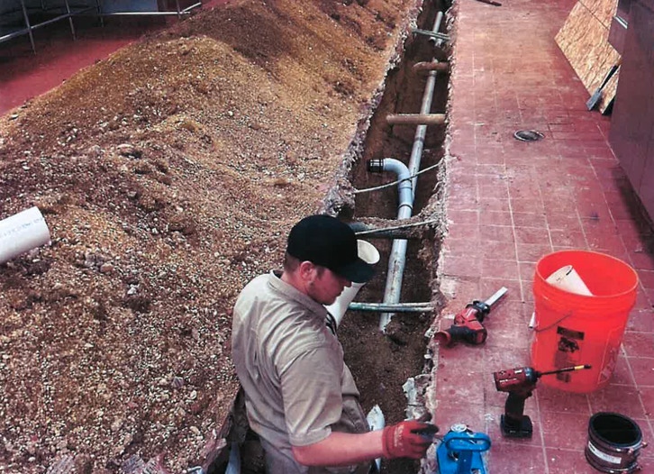 Commercial kitchen drain line repair by B&A Plumbing NW Illinois