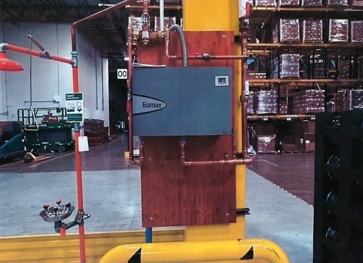 Commercial tankless water heater installation by B&A Plumbing